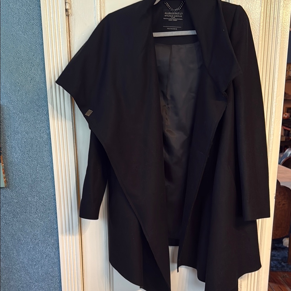 All Saints Black Coat Asymmetrical Modern Design